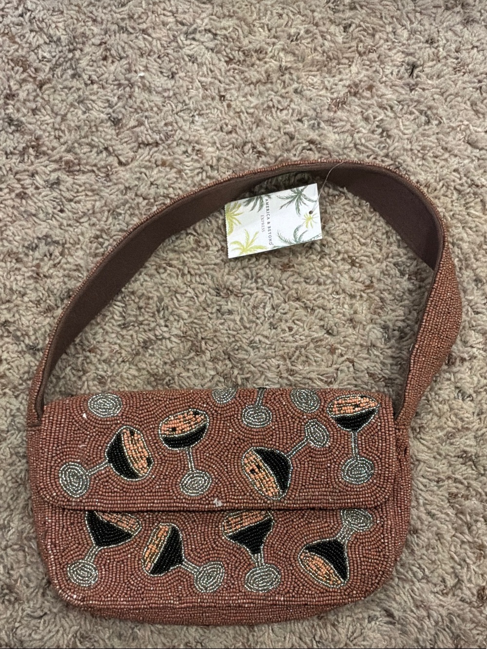 Brown Cocktail Beaded Purse